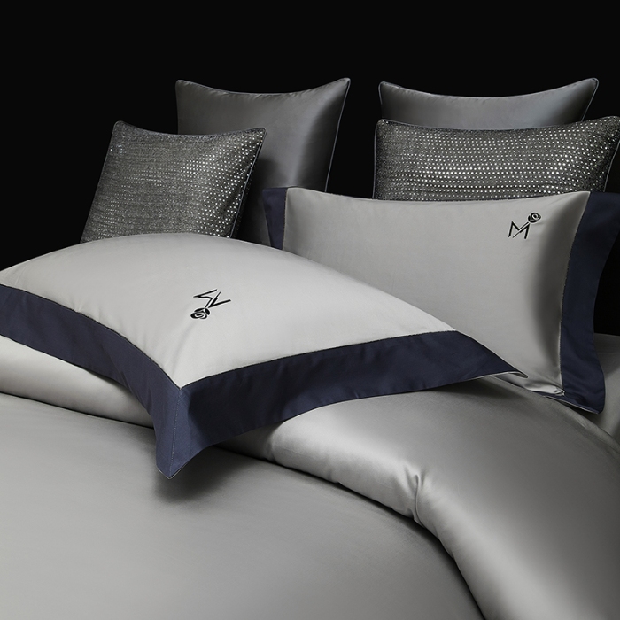 91家纺网 家纺一手货源 找家纺 （总）50S50支长绒棉纯色烫画拼接四件套直播爆款