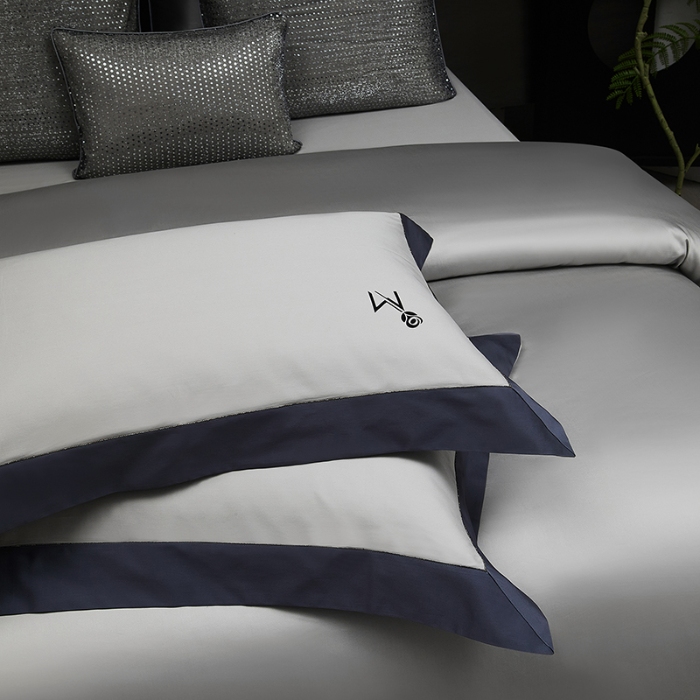 91家纺网 家纺一手货源 找家纺 （总）50S50支长绒棉纯色烫画拼接四件套直播爆款