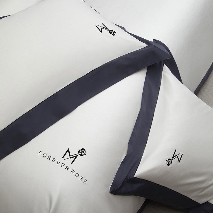 91家纺网 家纺一手货源 找家纺 50S50支长绒棉纯色烫画拼接四件套直播爆款 净界白