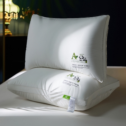 （总）鼎晟纺 2025新款卡通全棉羽丝绒软萌熊猫烫画枕头学生纯棉枕芯护颈椎助家用枕头枕芯-风格三