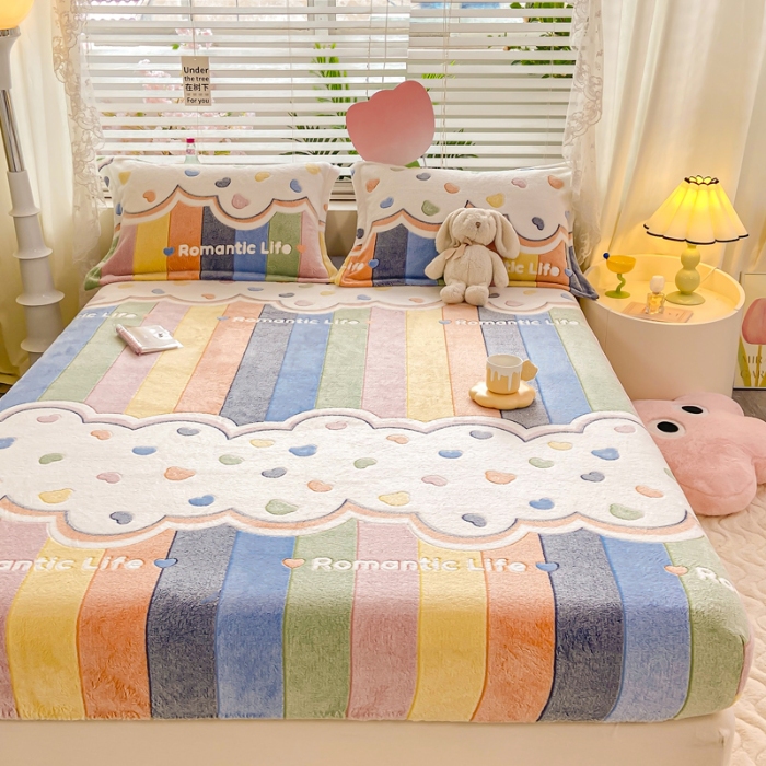 91家纺网 家纺一手货源 找家纺 （总）热卖爆款·雪花绒卡通床笠牛奶绒保暖床垫保护套绒枕套外贸跨境直播电商