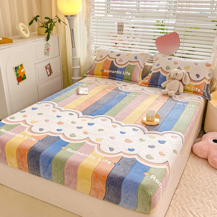 91家纺网 家纺一手货源 找家纺 （总）热卖爆款·雪花绒卡通床笠牛奶绒保暖床垫保护套绒枕套外贸跨境直播电商