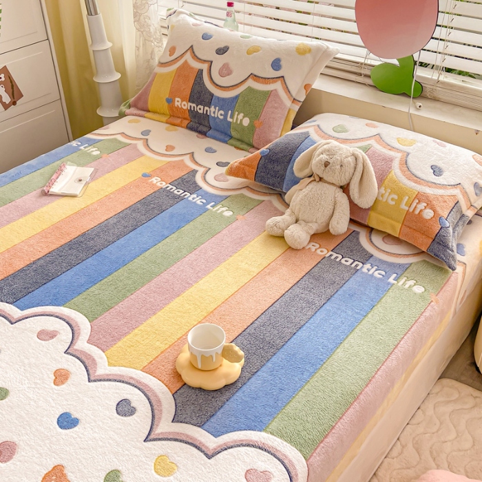 91家纺网 家纺一手货源 找家纺 （总）热卖爆款·雪花绒卡通床笠牛奶绒保暖床垫保护套绒枕套外贸跨境直播电商