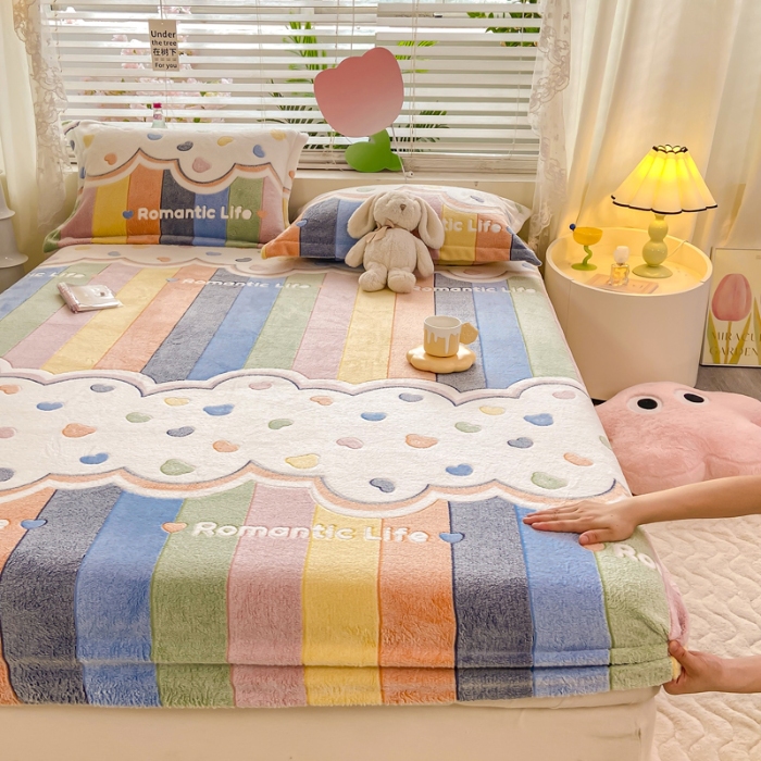 91家纺网 家纺一手货源 找家纺 （总）热卖爆款·雪花绒卡通床笠牛奶绒保暖床垫保护套绒枕套外贸跨境直播电商