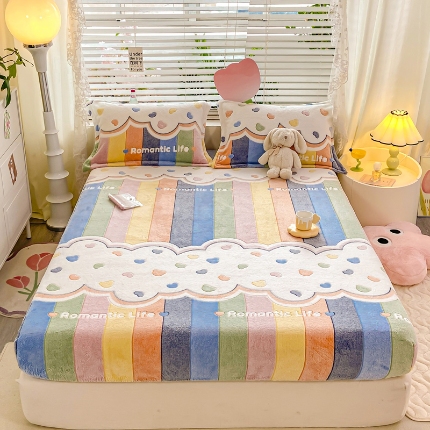 91家纺网 家纺一手货源 找家纺 （总）热卖爆款·雪花绒卡通床笠牛奶绒保暖床垫保护套绒枕套外贸跨境直播电商