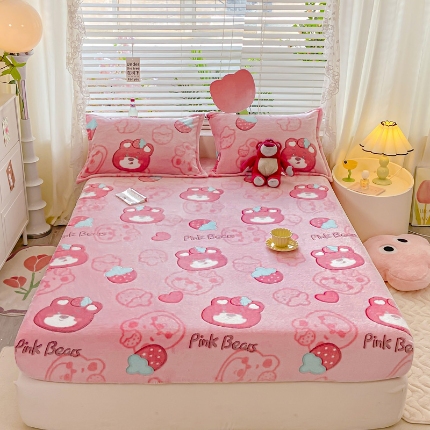 91家纺网 家纺一手货源 找家纺 （总）热卖爆款·雪花绒卡通床笠牛奶绒保暖床垫保护套绒枕套外贸跨境直播电商