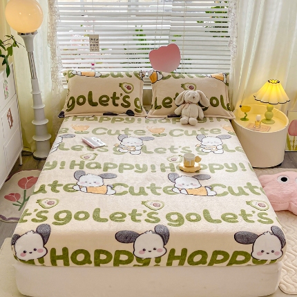 91家纺网 家纺一手货源 找家纺 （总）热卖爆款·雪花绒卡通床笠牛奶绒保暖床垫保护套绒枕套外贸跨境直播电商