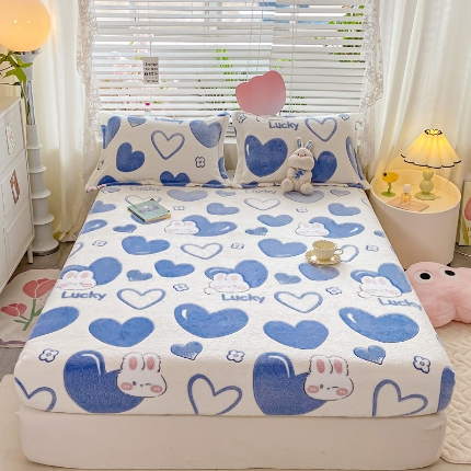 91家纺网 家纺一手货源 找家纺 （总）热卖爆款·雪花绒卡通床笠牛奶绒保暖床垫保护套绒枕套外贸跨境直播电商