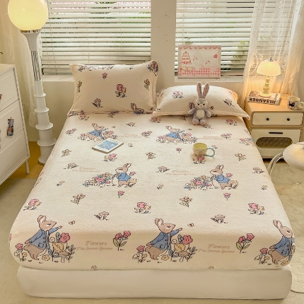 91家纺网 家纺一手货源 找家纺 （总）热卖爆款·雪花绒卡通床笠牛奶绒保暖床垫保护套绒枕套外贸跨境直播电商