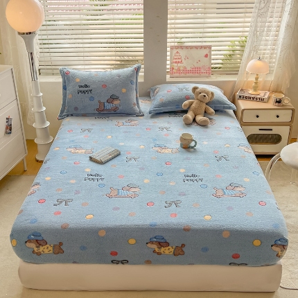 91家纺网 家纺一手货源 找家纺 （总）热卖爆款·雪花绒卡通床笠牛奶绒保暖床垫保护套绒枕套外贸跨境直播电商