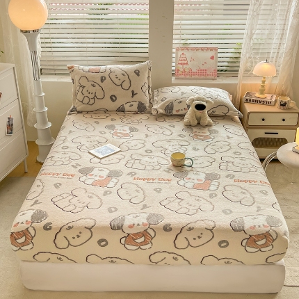 91家纺网 家纺一手货源 找家纺 （总）热卖爆款·雪花绒卡通床笠牛奶绒保暖床垫保护套绒枕套外贸跨境直播电商