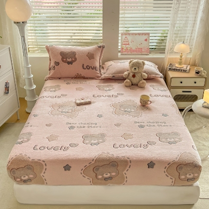 91家纺网 家纺一手货源 找家纺 （总）热卖爆款·雪花绒卡通床笠牛奶绒保暖床垫保护套绒枕套外贸跨境直播电商