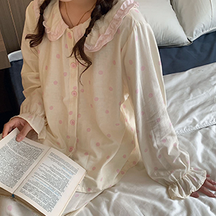 91家纺网 家纺一手货源 找家纺 （总）[91家纺网精选] 有氧纱撞色娃娃领长袖长裤 