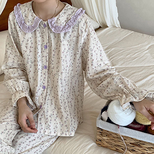 91家纺网 家纺一手货源 找家纺 （总）[91家纺网精选] 有氧纱撞色娃娃领长袖长裤 