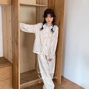 （总）[91家纺网精选] 有氧纱撞色娃娃领长袖长裤 