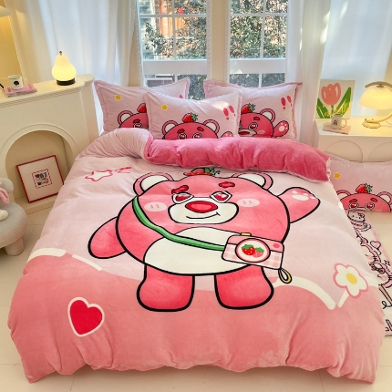 91家纺网 家纺一手货源 找家纺 （总）喜梦缘-2025专版加厚高克重卡通大版 牛奶绒四件套大阪法莱绒现货充足