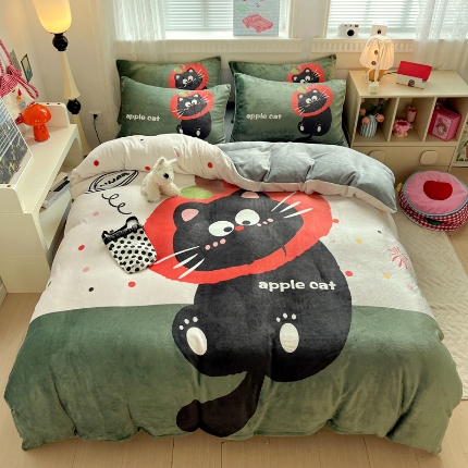 91家纺网 家纺一手货源 找家纺 （总）喜梦缘-2025专版加厚高克重卡通大版 牛奶绒四件套大阪法莱绒现货充足