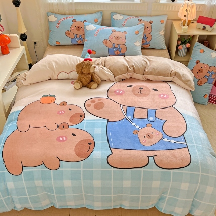 91家纺网 家纺一手货源 找家纺 （总）喜梦缘-2025专版加厚高克重卡通大版 牛奶绒四件套大阪法莱绒现货充足