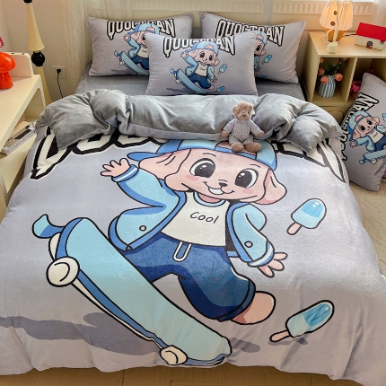 91家纺网 家纺一手货源 找家纺 （总）喜梦缘-2025专版加厚高克重卡通大版 牛奶绒四件套大阪法莱绒现货充足