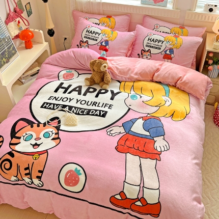 91家纺网 家纺一手货源 找家纺 （总）喜梦缘-2025专版加厚高克重卡通大版 牛奶绒四件套大阪法莱绒现货充足