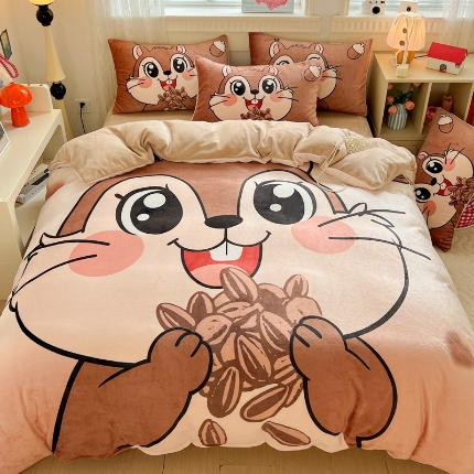 91家纺网 家纺一手货源 找家纺 （总）喜梦缘-2025专版加厚高克重卡通大版 牛奶绒四件套大阪法莱绒现货充足