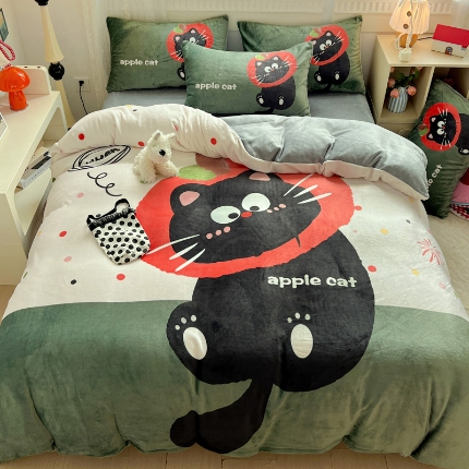 91家纺网 家纺一手货源 找家纺 （总）喜梦缘-2025专版加厚高克重卡通大版 牛奶绒四件套大阪法莱绒现货充足