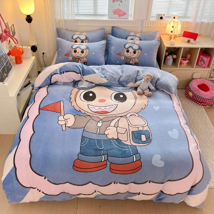 91家纺网 家纺一手货源 找家纺 （总）喜梦缘-2025专版加厚高克重卡通大版 牛奶绒四件套大阪法莱绒现货充足