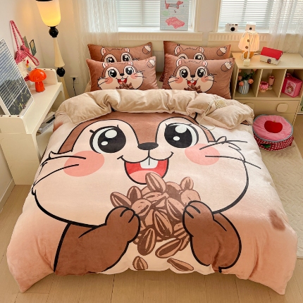 91家纺网 家纺一手货源 找家纺 （总）喜梦缘-2025专版加厚高克重卡通大版 牛奶绒四件套大阪法莱绒现货充足