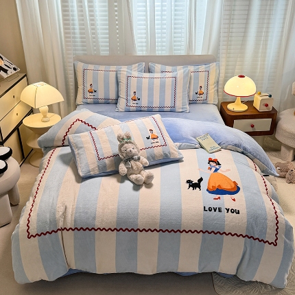 91家纺网 家纺一手货源 找家纺 （总）经年 2025新款大版卡通牛奶绒四件套-4款