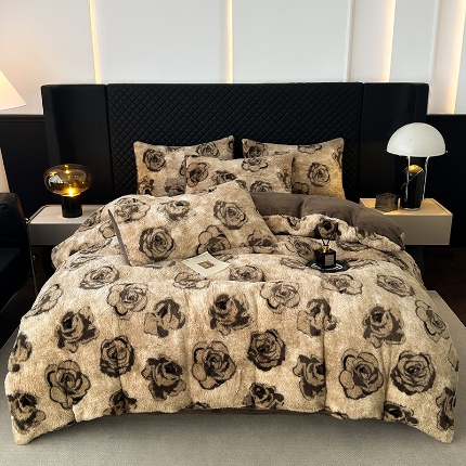 91家纺网 家纺一手货源 找家纺 （总）2025新品兔毛绒四件套美拉德加厚保暖绒套件跨进新品