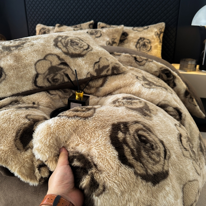 91家纺网 家纺一手货源 找家纺 （总）2025新品兔毛绒四件套美拉德加厚保暖绒套件跨进新品