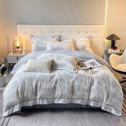 91家纺网 家纺一手货源 找家纺 （总）经年 2025年新款200克水墨画工艺款牛奶绒四件套