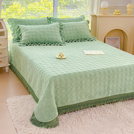 91家纺网 家纺一手货源 找家纺 （总）佰诗特 牛奶绒夹棉流苏单床盖 立体浮雕花绒单品被套三件套床盖四件套保暖套件