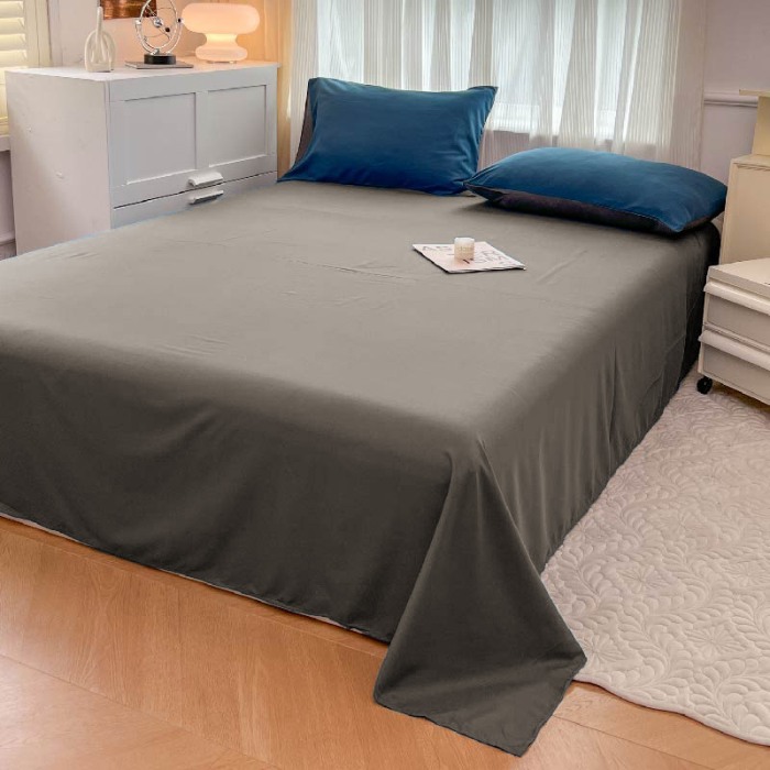 91家纺网 家纺一手货源 找家纺 诗雅被业 2023新款纯色磨毛四件套 诱惑蓝灰