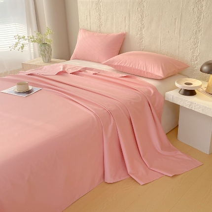 91家纺网 家纺一手货源 找家纺 （总）宝莱利家纺 2025全棉100棉四季款A类纯色加厚高密度轻磨毛床单床笠一件定制