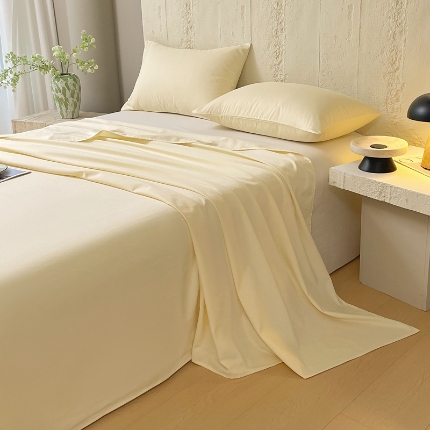 91家纺网 家纺一手货源 找家纺 （总）宝莱利家纺 2025全棉100棉四季款A类纯色加厚高密度轻磨毛床单床笠一件定制