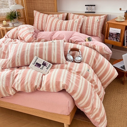 91家纺网 家纺一手货源 找家纺 （总）2025新款全棉色织水洗棉四件套学生三件套简约ins风床单被套床品套件