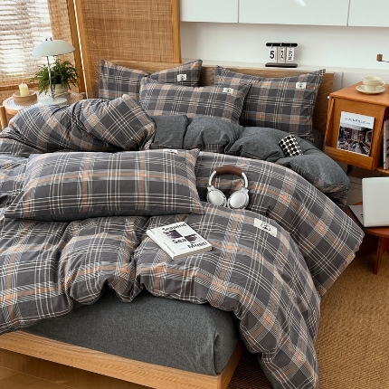 91家纺网 家纺一手货源 找家纺 （总）2025新款全棉色织水洗棉四件套学生三件套简约ins风床单被套床品套件