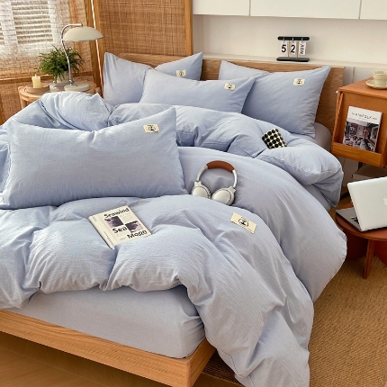 91家纺网 家纺一手货源 找家纺 （总）2025新款全棉色织水洗棉四件套学生三件套简约ins风床单被套床品套件