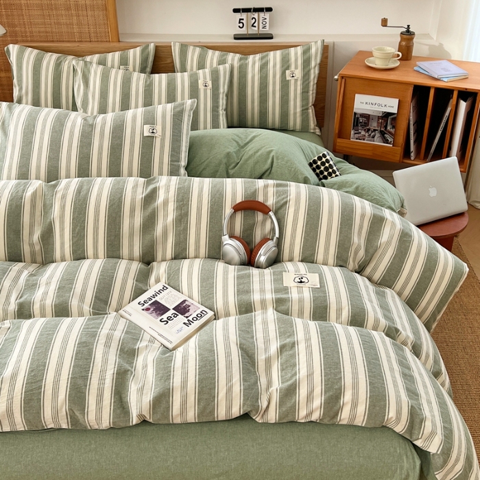 91家纺网 家纺一手货源 找家纺 （总）2025新款全棉色织水洗棉四件套学生三件套简约ins风床单被套床品套件