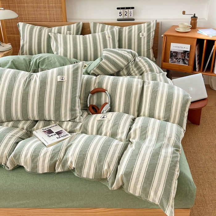 91家纺网 家纺一手货源 找家纺 （总）2025新款全棉色织水洗棉四件套学生三件套简约ins风床单被套床品套件