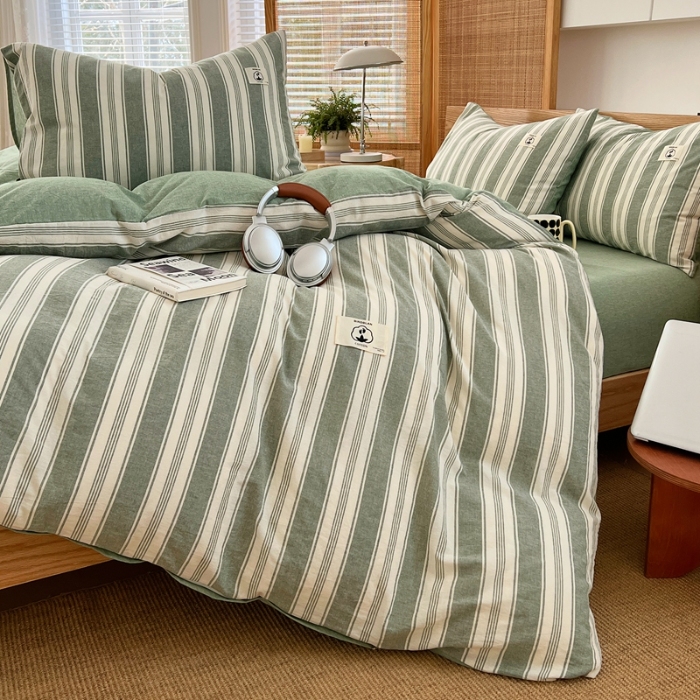 91家纺网 家纺一手货源 找家纺 （总）2025新款全棉色织水洗棉四件套学生三件套简约ins风床单被套床品套件