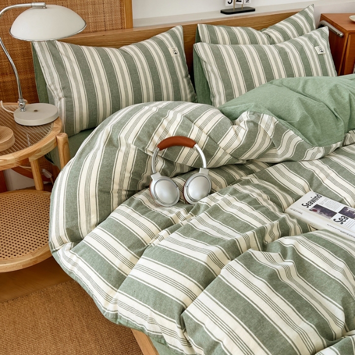 91家纺网 家纺一手货源 找家纺 （总）2025新款全棉色织水洗棉四件套学生三件套简约ins风床单被套床品套件