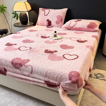 91家纺网 家纺一手货源 找家纺 （总）2025新款印花兔毛绒高克重单床笠床笠单件