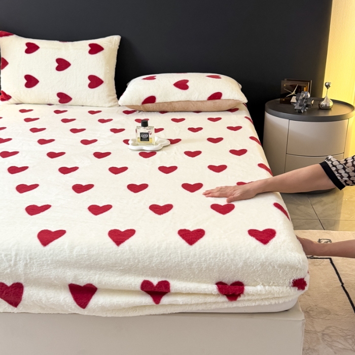 91家纺网 家纺一手货源 找家纺 （总）2025新款印花兔毛绒高克重单床笠床笠单件