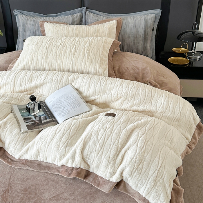 91家纺网 家纺一手货源 找家纺 （总）2025新款兔毛绒牛奶绒四件套秋冬加厚十二斤床单床笠款被套床上用品