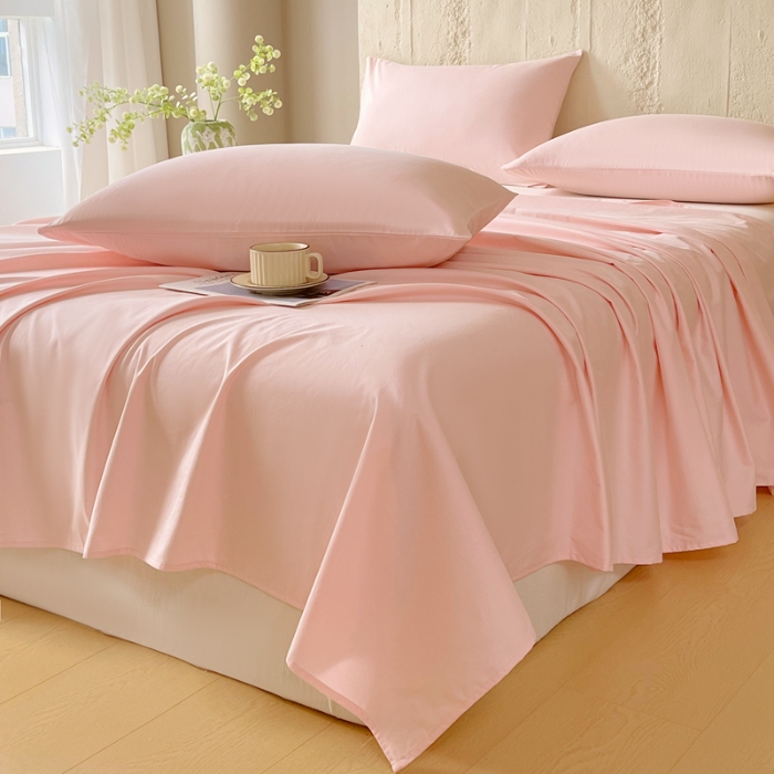 91家纺网 家纺一手货源 找家纺 （总）宝莱利家纺 2025全棉100棉四季款A类纯色加厚高密度轻磨毛床单床笠一件定制