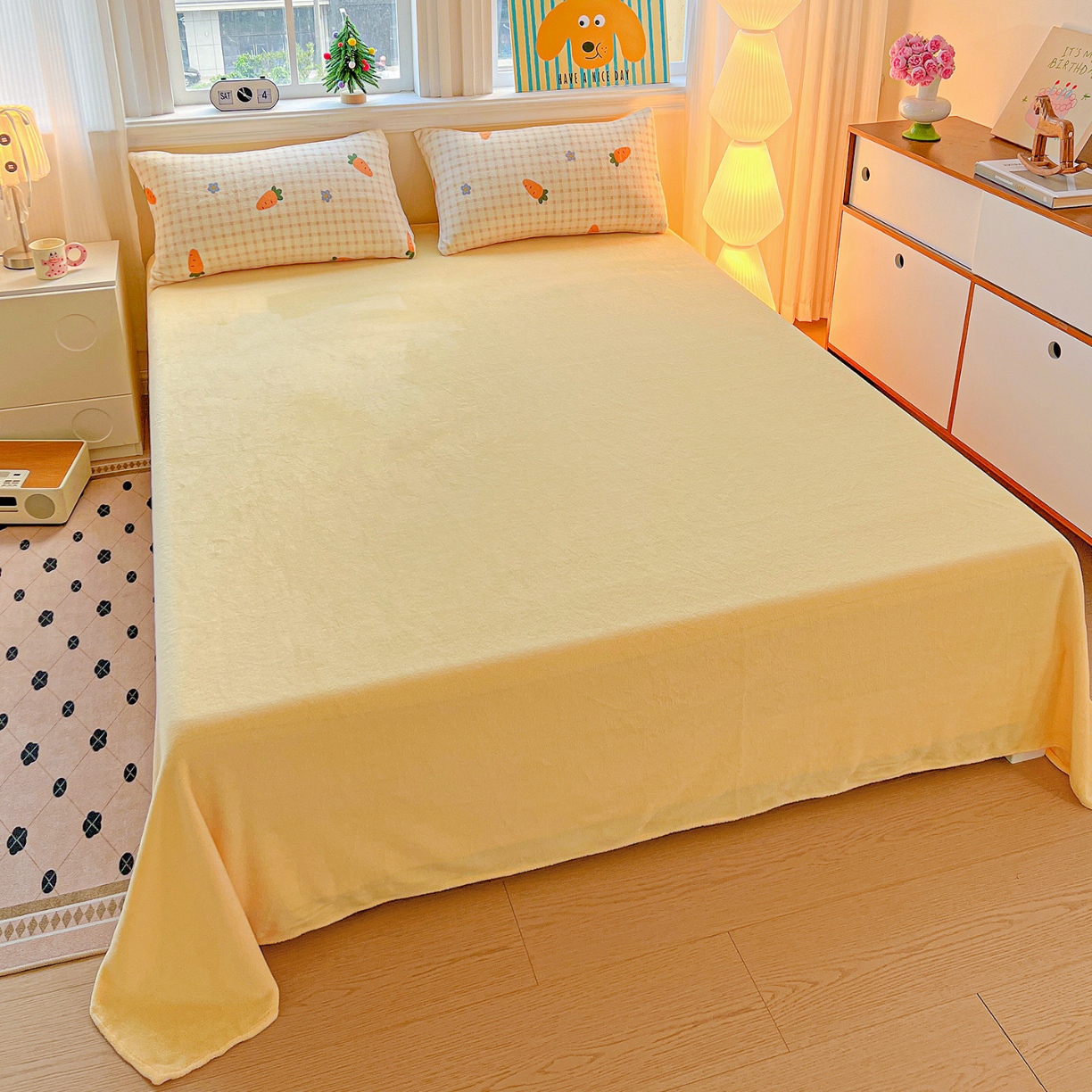 91家纺网 家纺一手货源 找家纺 （总）2025新款加厚款小清新牛奶绒印花四件套床单款床笠单被套