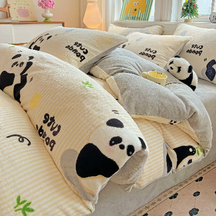 91家纺网 家纺一手货源 找家纺 （总）2025新款加厚款小清新牛奶绒印花四件套床单款床笠单被套