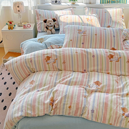 91家纺网 家纺一手货源 找家纺 （总） 2024新款13372小清新ins风全棉四件套提供买家秀